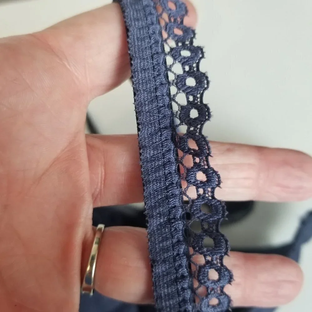 AERIE Bra 34C Blue lace‎ Padded Push up Rose Gold Hardware Underwire Adjustable
